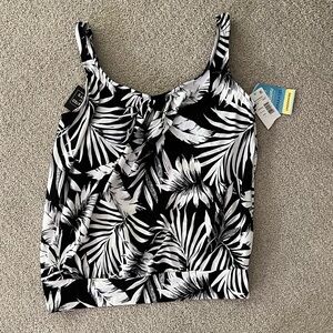 NWT Women's Leaf Printed Blouson Tankini Top Size: 12